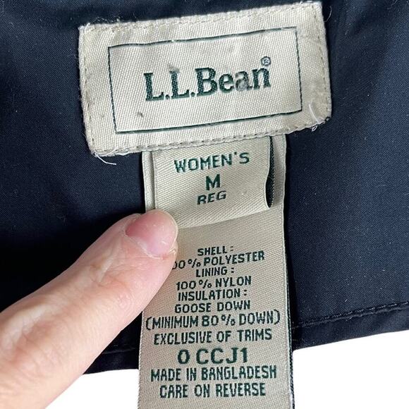 LL Bean Black and Pink Puffer Feather Down Puffer Full Zip Ski Winter Jacket M - Picture 12 of 15